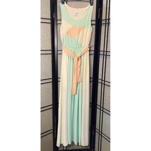 D’ Enjoy Tank Dress Size M Pastels Maxi Flowing Lined To Knees